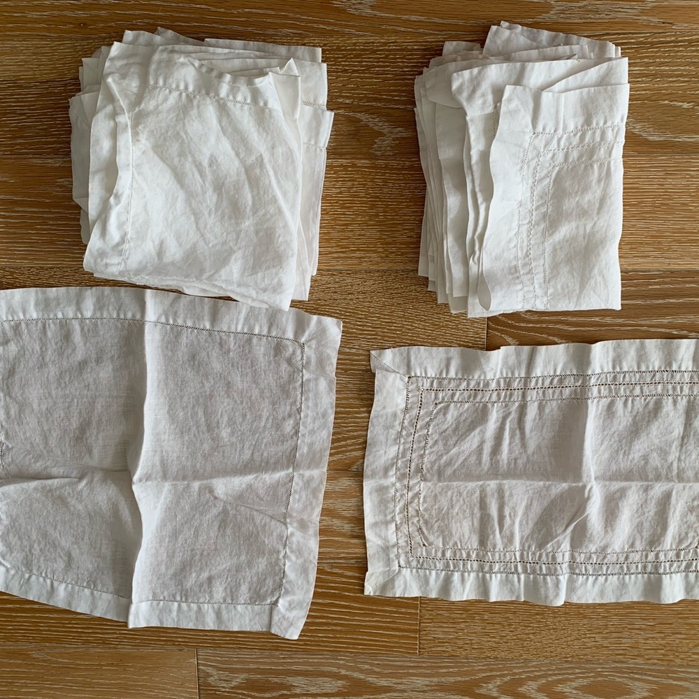 Linen lace napkins and placemats 18 piece set Vintage Cottage Core